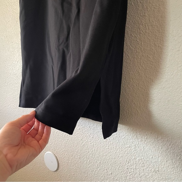 Downeast Pull On Midi Skirt Womens L Black A-Line Side Slit Rayon Career Office - Picture 4 of 9